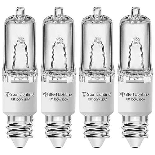 Sterl Lighting – JDE11 Bulb, 120v, 100W Halogen Candelabra Bulbs,T4 Mini Base JD E11 Bulb, 2700K Warm White, for Chandeliers, Candelabra, Ceiling Fan, Table Lamps, Cabinet Lighting. 4 Pack