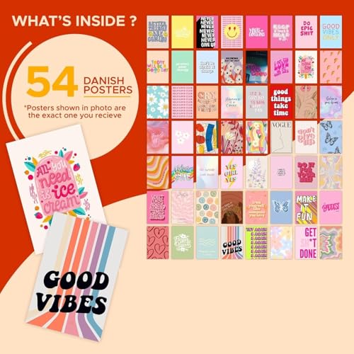 Image of 54 pcs Danish Pastel Wall Collage Kit Aesthetic Pictures, Posters Matisse Wall Art Prints Preppy Room Decor 4 inchx6 inch for Teens Girls Women Dorm Bedroom (Danish Pastel Aesthetic)