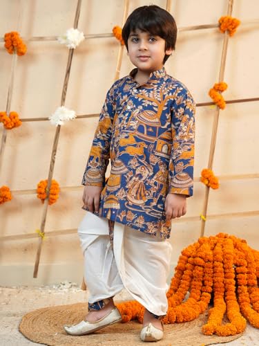 Image of AJ DEZINES Kids Ethnic Wear Pure Cotton Dhoti Kurta Set For Boys