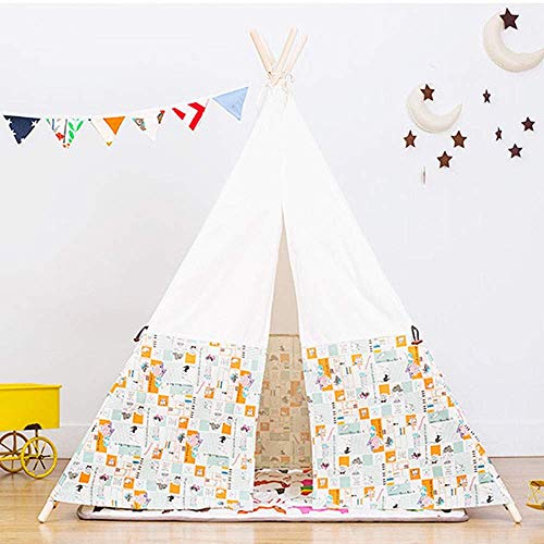 As crianças brincam com crianças brincam tenda tenda de lona indianas com quatro pólos de madeira pa