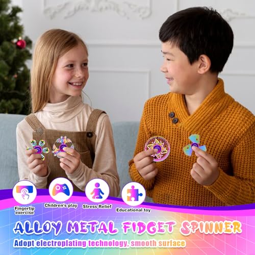 Image of 6 Pack Metal Fidget Spinner for Kids and Adults, Fidget Toys for Focus, Stress Relief, ADHD & Anxiety, Sensory Fidget Set for Blue Monday Relief