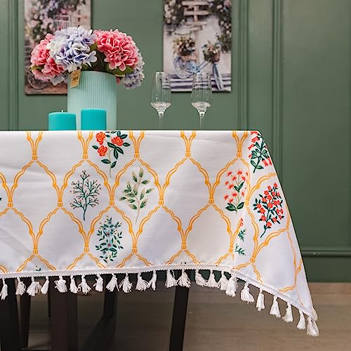 Image of Urban Space Sicilia Table Linen Collection - Premium Water & Stain Resistant Dining Table Cover for 6 Seater, Anti Skid Table Cloth for Center Table, 1 Piece (Floral Symphony, 52 inchx 92 inch)