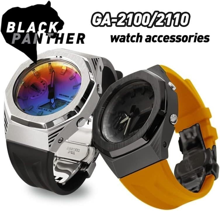 Accessoires de modification GA2100 avec boîtier montre acier et bracelet caoutchouc