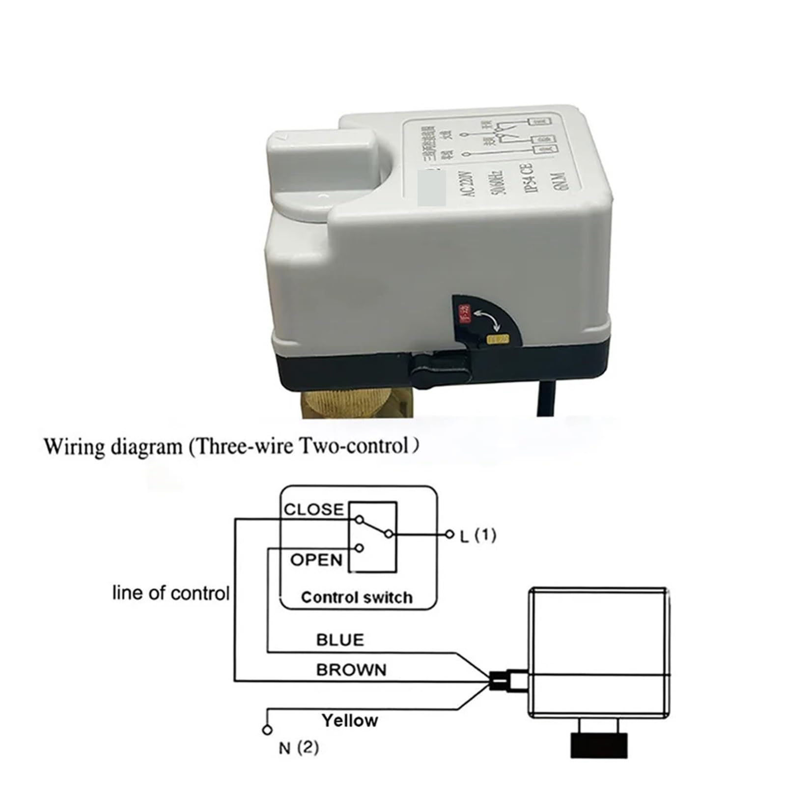 1/2" 3/4" 1" 1-1/4'' 2" 2-drogowy elektryczny zawór kulowy z przełącznikiem ręcznym 220 V 12 V 24 V 3-przewodowe, 2-sterowane mosiężne zawory kulowe z napędem(DN15,220VAC)