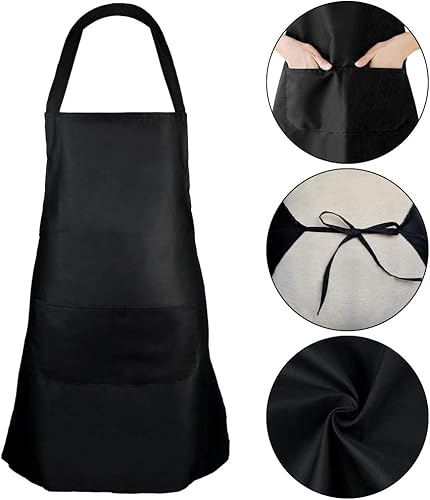 Miniatura 4 de Fengek Delantal con babero de 8 piezas para delantal de cocina unisex colorido a granel con 2 bolsillos espaciosos para cocina, barbacoa, pintura,