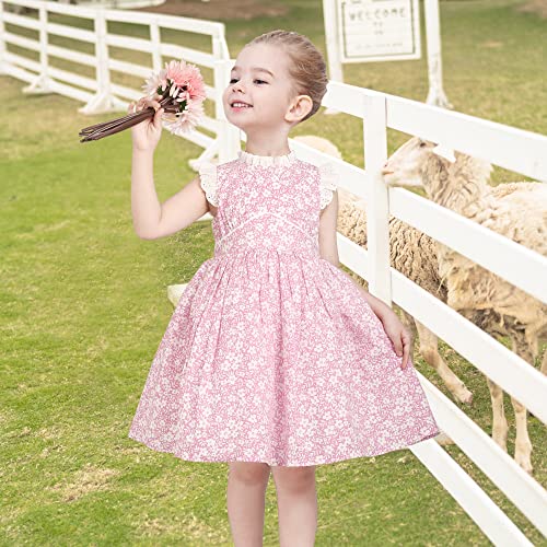 Sunny Fashion Girls Dress O-Neck Backless Smocked Embroidery Ruffle Vintage Sleeveless3