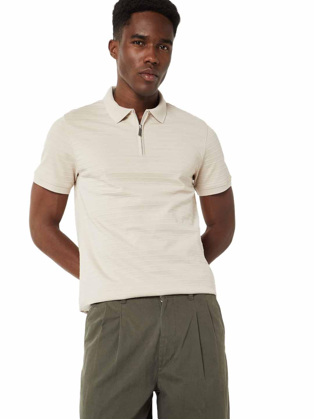 max Men's Half Sleeves Regular Fit Solid Zipper Polo T-Shirt-picture-39