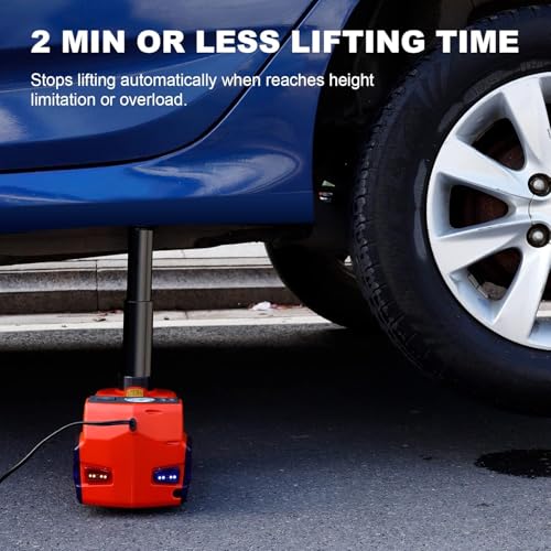 Image of Electric Car Jack Kit 5 Ton 12V Floor Jack with Impact Wrench and Tire Inflator Pump Portable Hydraulic Car Jack for SUV Sedans Tire Change with LED Light, Lifting Height 6 to 17.7 Inch