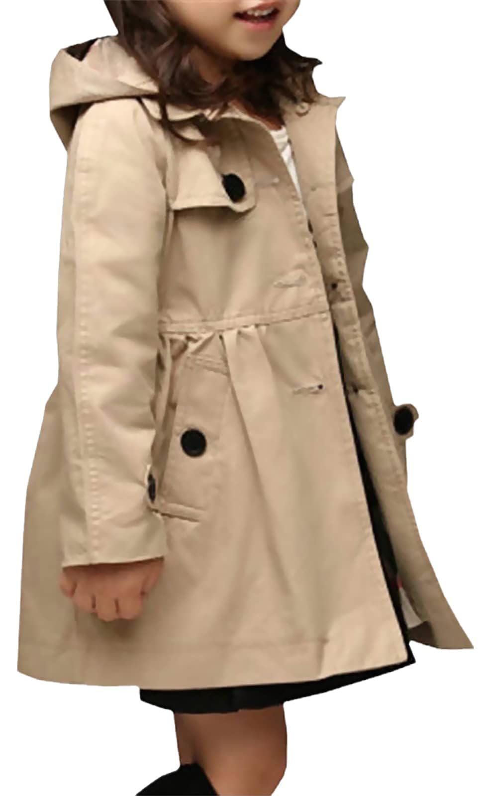 Girl's Single Breasted Trench Coat Dress Coat Outerwear, 2-14 Years