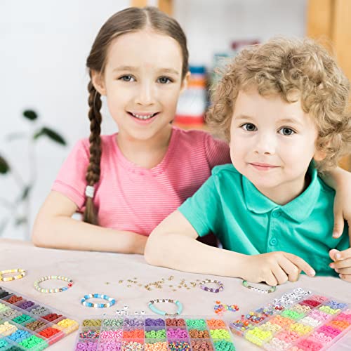 Quefe 12600Pcs, 105 Colors, Clay Beads For Bracelets Making Kit, Polymer Heishi Flat Beads With 260Pcs Letter Beads For Diy Jewelry Marking Bracelets Necklace, 6Mm, Crafts Gifts #TOP5