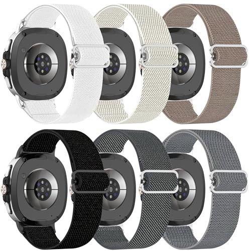 6 Pack Stretchy Braided Bands Compatible With Samsung Galaxy Watch 8 40mm 44mm/Galaxy Watch 8 Classic 46mm,Elastic Nylon Sports Strap,For Both Men And Women