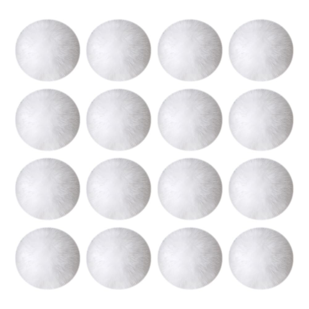 JIHUOO 30 Pcs 3 cm Small Faux Fur Balls Soft Pom Poms for Crafts - Cute Fluffy Balls With Elastic Loop for Clothes Decoration - White