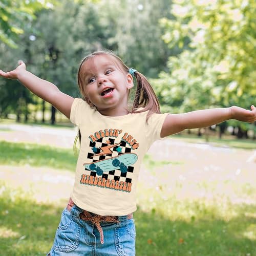 Image of Rollin Into Kindergarten Shirt Boys Girls First Day of Kindergarten T Shirts Little Kids Tee Top