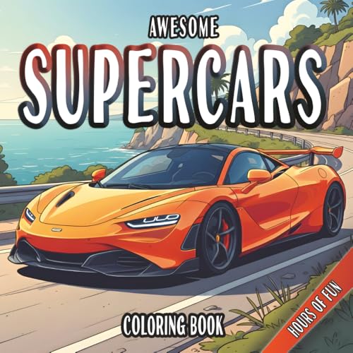 Awesome Supercars: Bold and Easy Coloring Book featuring 40 unique designs with Lots of Fast Cars, Sports Cars, Race Cars, and Luxury Cars for Adults, Teens, and Kids. image 2