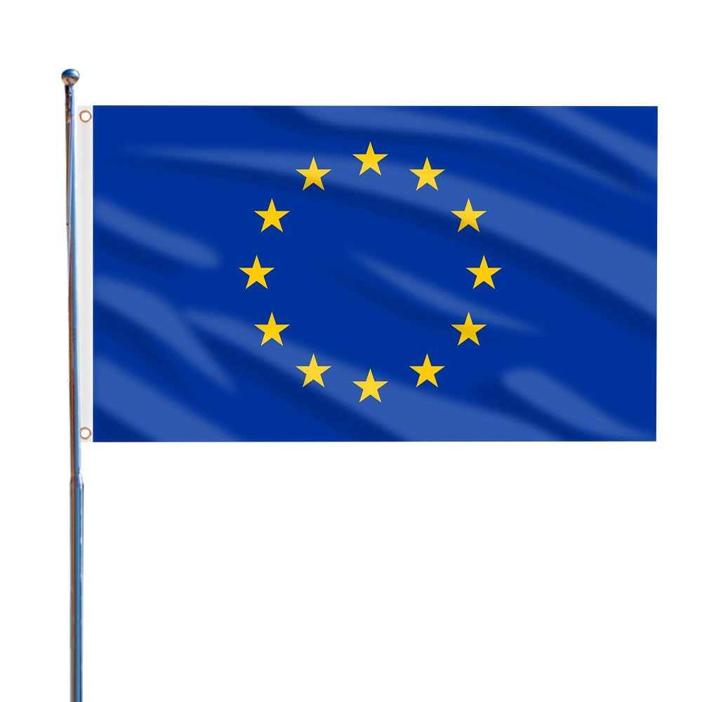 5ft x 3ft European Union Flag 90 x150cm EU National with Two Brass Grommets Large Flag of for Festival Party Sport Events Gardens Home Indoor and Outdoor Decoration