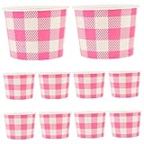Warmhm 10 Stück Papierschale Party Eisbecher Nachtisch Wüstenbecher Mini -Dessertbecher dessertschalen Dessertgläser Puddingbecher Einwegpapierbecher zarte Dessertbecher Schüsseln Rosa