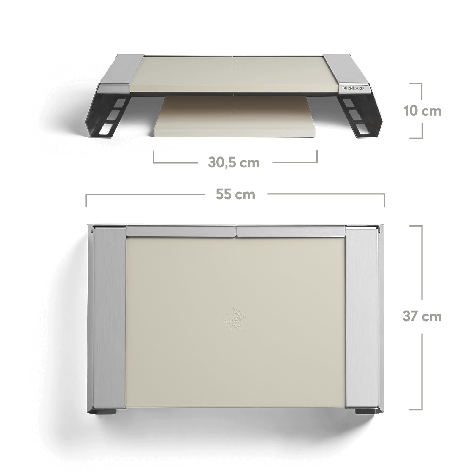 BURNHARD® Pizzaaufsatz für Gasgrills, Pizza Cover mit Cordierit-Pizzasteinen, Edelstahl Pizzahaube, passt ab 56 x 38 cm Grillfläche, ideal für FRED & EARL Grills, Pizza in 90-120 Sek