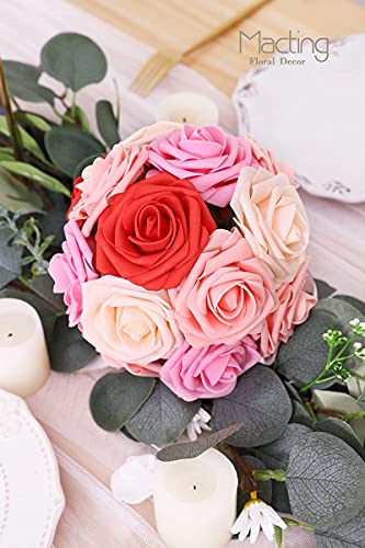 Macting Artificial Rose Flowers, 30Pcs Real Touch Fake Foam Flowers For Wedding Party Baby Shower Floral Arrangements Home Decoration (Gradual Change Color 1) #TOP3