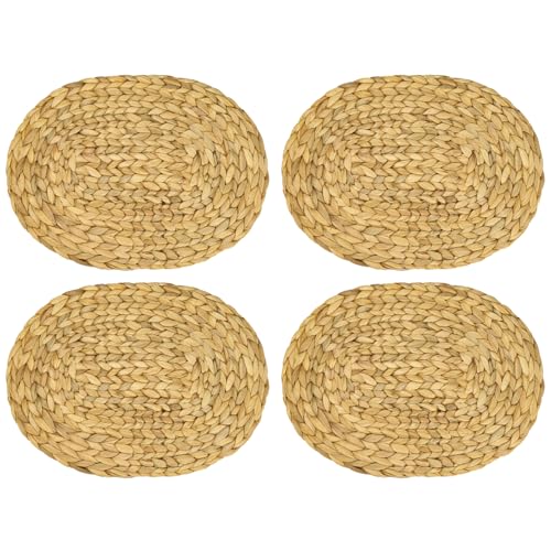 HMF Set de Table Ovale tressé en Jacinthe d'eau, Set de Table Lavable | 4 pièces | 40 x 30 cm