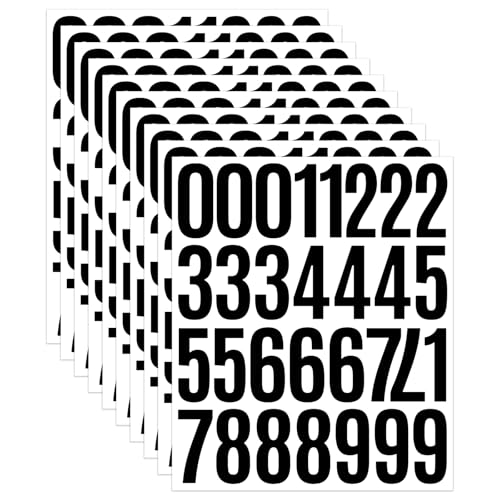 Numeri adesivi in vinile nero da 5 cm per etichettatura, 10 fogli impermeabili con cifre autoadesive da 0 a 9 per bidoni delle cassette postali, porte, adesivi grandi per ufficio, artigianato