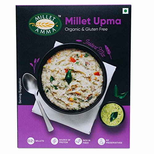 Image of Millet Amma CERTIFIED ORGANIC Millet Rava Upma Mix | 250 GMS Pack | 92% Millet Content | Easy & Ready to Cook | Instant Millet Breakfast Mix | Rich in Protein & High Fiber | 100% Vegan |
