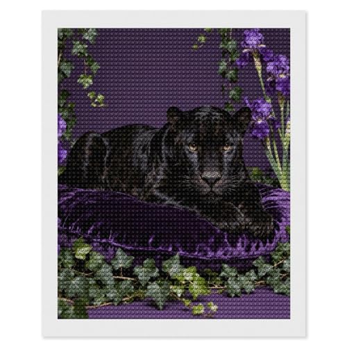 Kit art diamant panthère violette maccbn cadeau idéal anniversaire