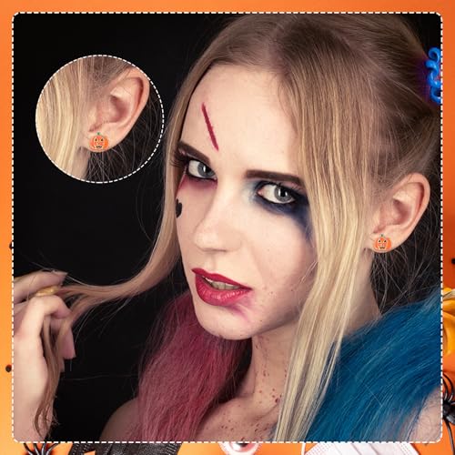 Estune 60 Pairs Halloween Earrings Bulk for Women Halloween Cute Stud Earrings Sets Ghost Pumpkin Witch Party Jewelry Gifts3