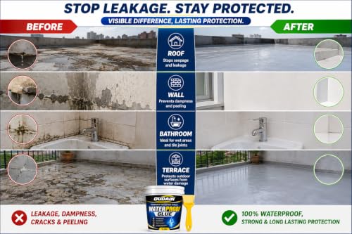 Image of Oudain 1 kg Transparent Waterproof Glue for Leakage, Epoxy Resin for Flooring, Crack Seal Agent Waterproofing for Roof Leakage Solution Indoor Outdoor Waterproof Adhesive Sealan