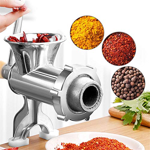 YIYU Manual Meat Grinder Hand Operated Aluminum Alloy Food Processor Multifunction Meat Grain Grinder Sausages Maker Wheat Grinder Kitchen Tools with Tabletop Clamp (L, Silver) - Thumbnail 3