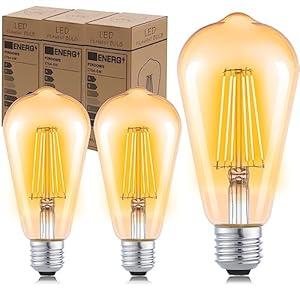 Edison Vintage Gloeilamp E27,LED Vintage Gloeilamp,ST64 Retro Decoratieve Edison Gloeilamp 6W (60W-equivalent)600LM,Warm Wit 2700K,Amber Retro Lampen Ideale Verlichting Thuis,3 stuks