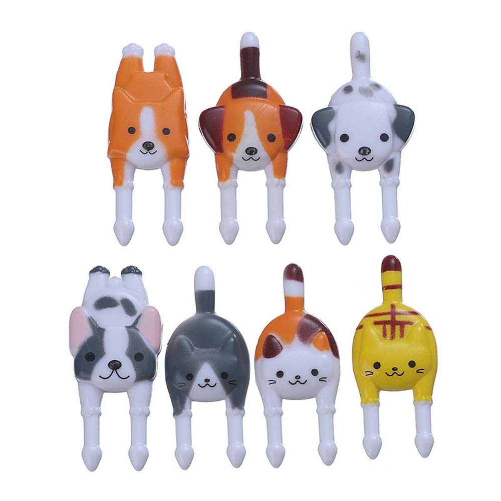 Reusable Plastic Food Fruit Fork Picks for Kids, Cute Animals Cake Dessert Forks Mini Cartoon Puppy Dog Toothpick for Party