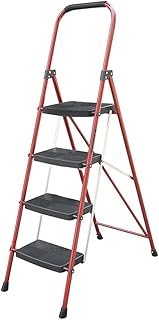 Ladder Step Ladders 4 Step Ladder Folding Step Stool with Convenient Handgrip and Wide Pedal Portable Metal Stepladders for Household and Office(1pcs)