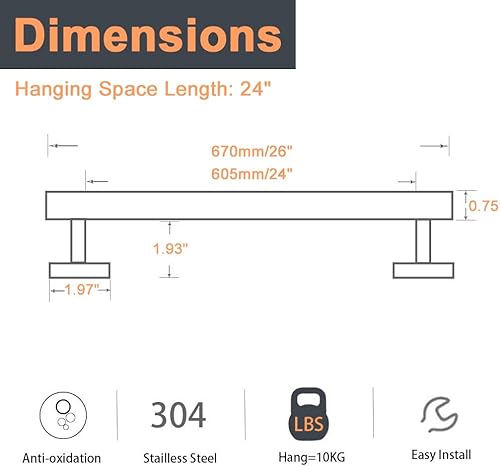Miniatura 2 de NearMoon Toallero de baño, accesorios de baño, toallero grueso de acero inoxidable para baño, toallero montado en la pared (1 paquete, acabado