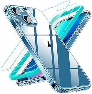 ESR Hybrid Case Compatible with iPhone 13 mini, Yellowing Resistant, With Tempered-Glass Screen Protector 2 Pack, Reinforced Drop Protection, Shock-Proof Bumper, Scratch-Resistant Phone Case, Clear