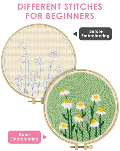 Image of TINDTOP Punch Needle Kit, Daisy Punch Embroidery Kits for Adults