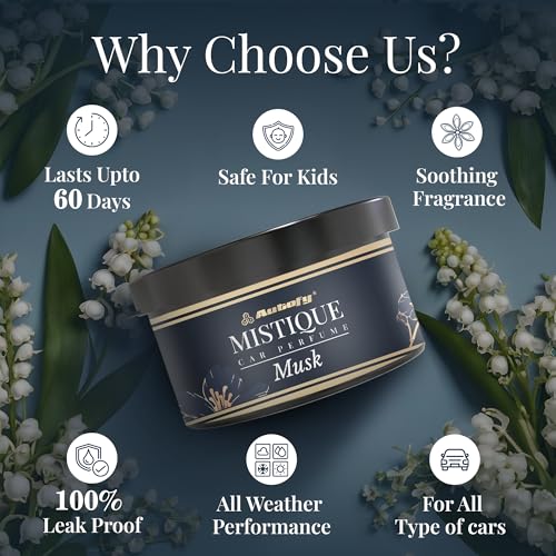Image of Autofy MISTIQUE Lasts 60 Days Car Perfume Freshener Long Lasting Fragrance Car-Accessories Car-Interior Accessories Air Freshner Organic Block Car-Perfume Diffuser (40g White Musk) Odor Remover