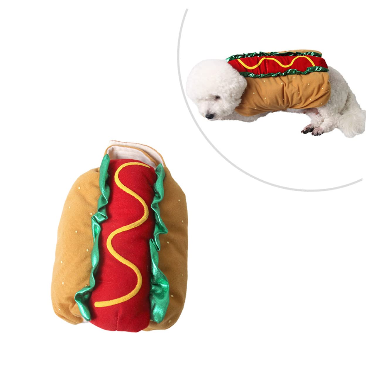 INOOMP 2piezas Disfraz De Perro Caliente para Mascotas Ropa Divertida para Halloween y Navidad Talla s para Perros y Gatos