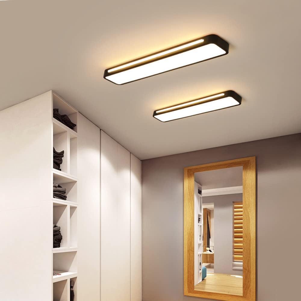 Plafonnier LED, Lustre, Cuisine Moderne linéaire en métal Noir, Applique Murale encastrée, Style Nordique Blanc, Barre Longue pour Salle de Bain, Couloir ou entrée