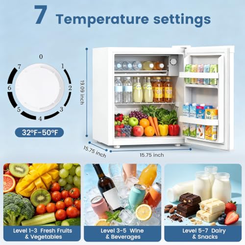 Image of Electactic 1.3 Cu.Ft Mini Fridge, Single Door Compact Refrigerator