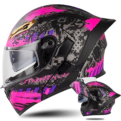 Casco de Moto Modular con Bluetooth Slot Integrado, ECE Homologado Casco Integrales Moto Jet Scooter para Mujer Hombre Adultos,con Doble Visera Casco Bluetooth Flip Up