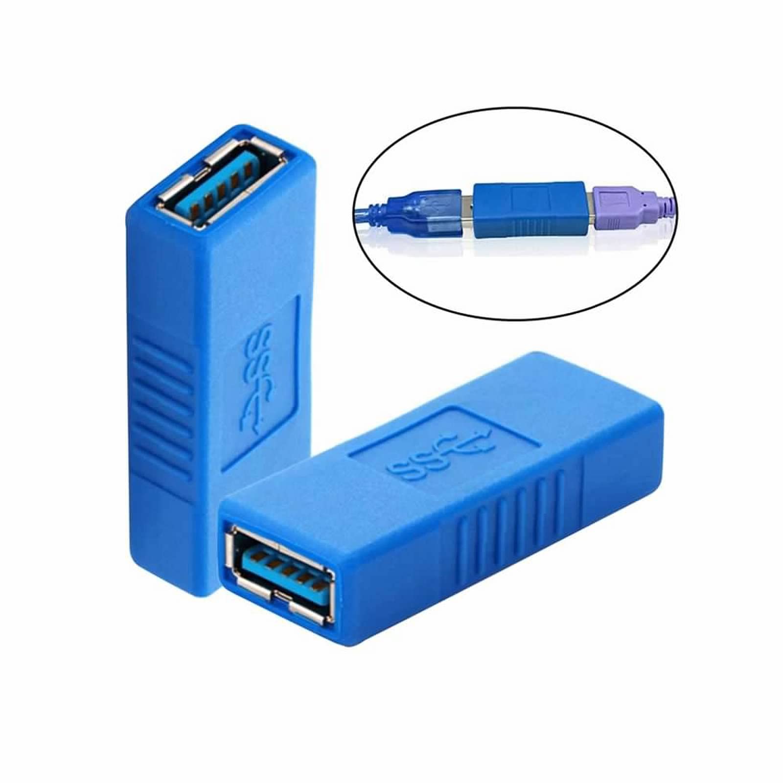 YSJJZRL USB 3.0 Coupler Adapter Type A Female to Female Extension Connector-Blue