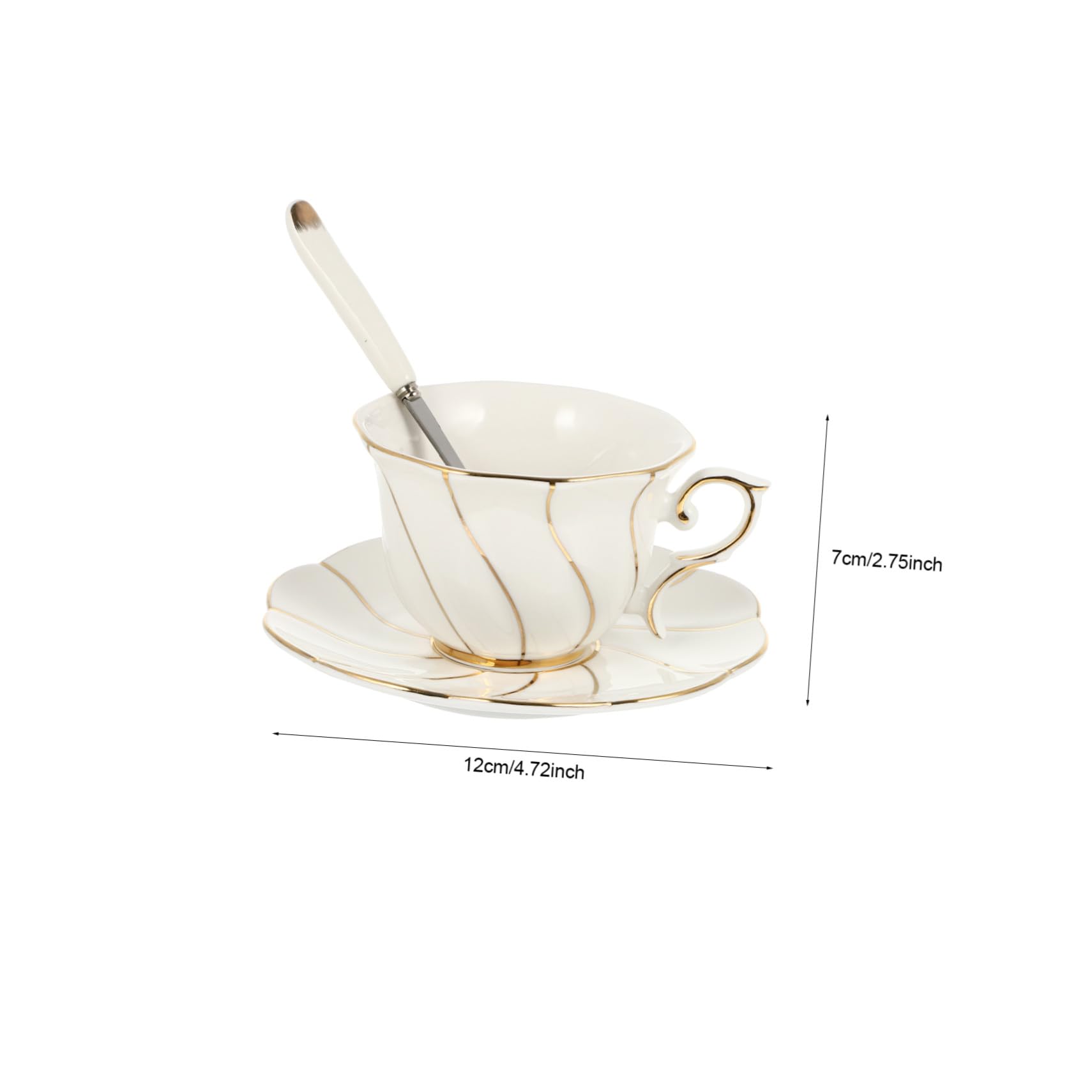 Kaffeetassen Satz Keramik mit Untertassen Weiß Großes Fassungsvermögen Elegantes Geschirr für Kaffee und Tee