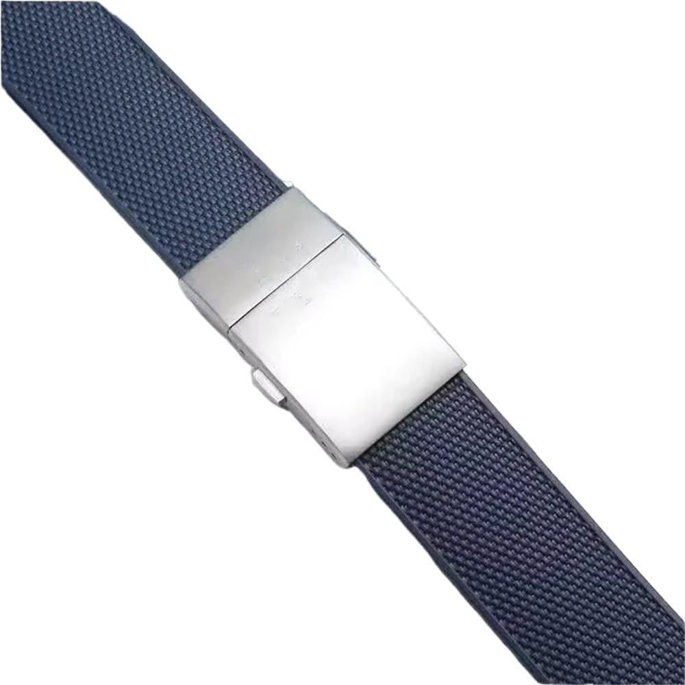Correas de Repuesto de 21 mm para Longines HydroConquest, Correa de Caucho con Hebilla Plegable para Reloj Deportivo de Buceo, Accesorios de Pulsera (Negro) (Azul, 21 mm)