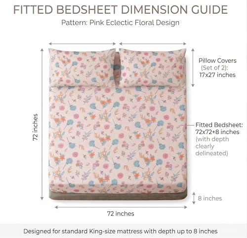 Image of VAS COLLECTIONS Cloud Cotton Corner Elastic Fitted Double Bedsheet Set (78 x 72 + 8 Inches) with 2 Pillow Covers | 160-180 TC Soft Breathable Cotton Fitted Sheet | Bed Sheet (Tropical Leaf Print)