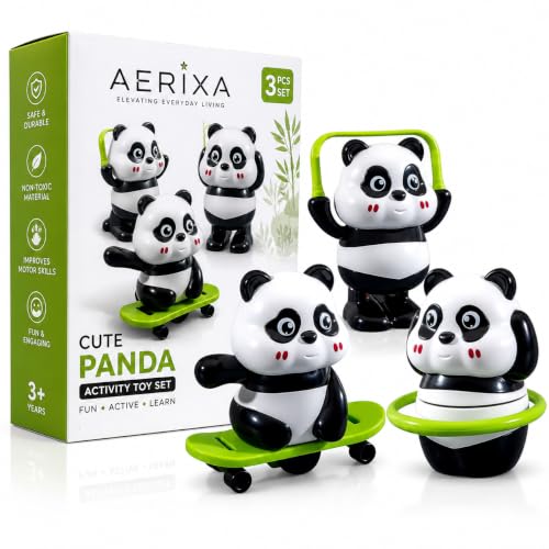 Image of Spinning Panda Tumbler Toy with Balance Activities, Cute Kids' Play Toy Featuring Hula Hoop, Skateboard and Jump Rope Modes for Toddlers