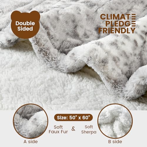 Image of Bearhug Electric Heated Throw Blanket 50 inch x 60 inch, Reversible Faux Fur & Sherpa, 6 Heating Levels & 4H Auto Off, Over-Heat Protect, ETL Certification, Machine Washable