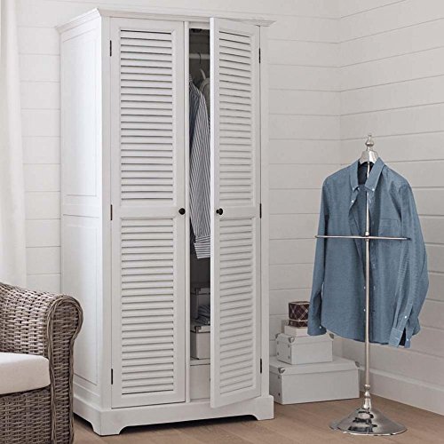 Image of APRODZ Mango Wood Double Doors Multipurpose Storage Montreal Wardrobe Almirah for Living Room | White