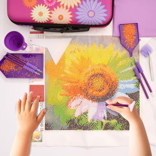 Image of MoeeBtee Diamond Painting Storage Containers, 60 Slots Diamond Painting Accessories and Tools, Diamond Art Storage Containers and Organizer Case - Sunflower