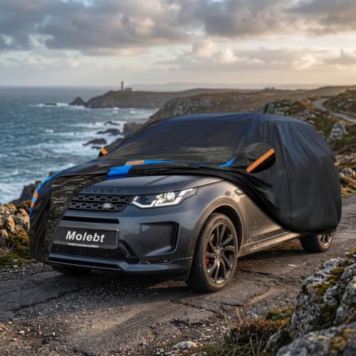 Image of Custom Fit Car Cover for Land Rover Discovery Sport (2014-2026), Upgraded Waterproof All Weather Outdoor Auto Cover with Driver Door Zipper & Mirror Pockets, UV /Snow /Dust Protection