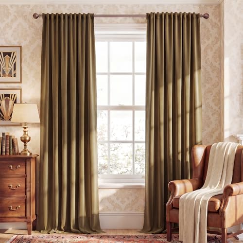 NICETOWN Blackout Brown Velvet Curtains for Bedroom Rod Pocket & Back Tab Room Darkening Luxury Window Treatments Soft Thermal Drapes for Living Room W52 x L84 2 Panels